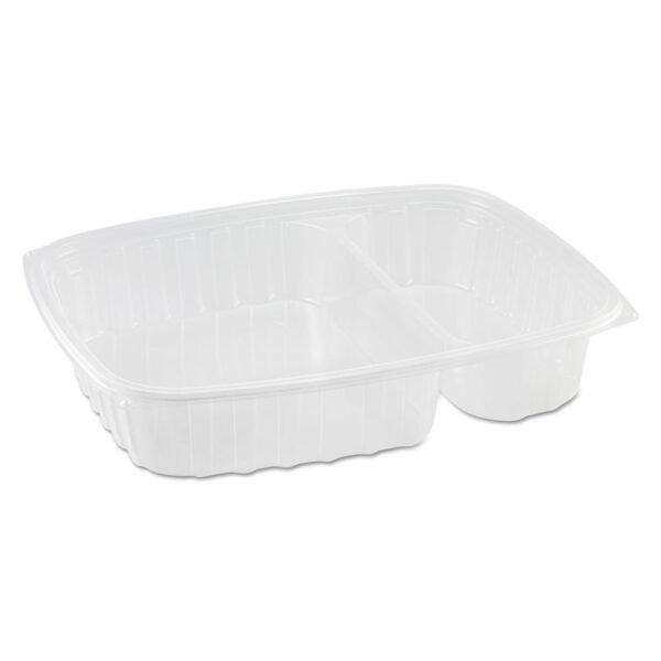 Dart StayLock Clear Hinged Lid Containers, 3-Compartment, 8.6 x 9 x 3, Clear, Plastic, 100/Packs, 2 Packs/Carton (C55UT3)
