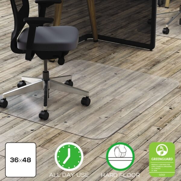 Deflecto All Day Use Chair Mat - Hard Floors, 36 x 48, Rectangular, Clear (CM21142PC)