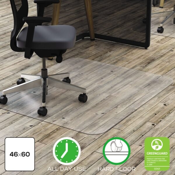 Deflecto All Day Use Chair Mat - Hard Floors, 46 x 60, Rectangle, Clear (CM21442FPC)