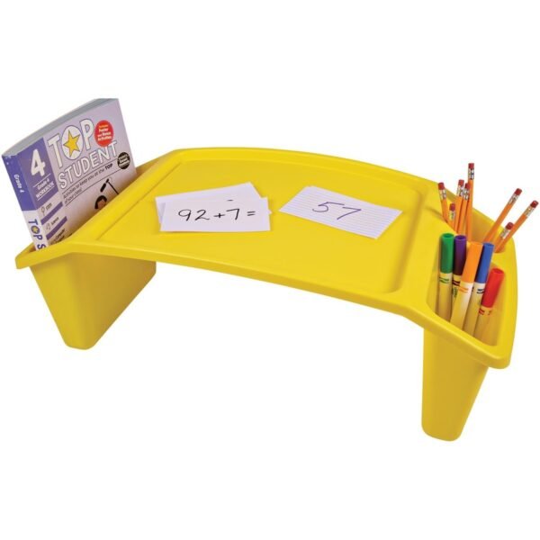 Deflecto Antimicrobial Kids Lap Tray Supplies, Paper, Book, Pencil, Crayon, Mobile Device, Decoration/Activity - 8.53" Height x 23.35" Width x 12" Depth - Yellow -...