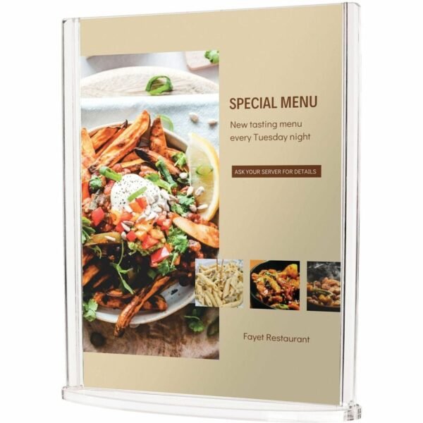 Deflecto Double-Sided Sign Holder w/Base Support 8.50" x 11" Media - Vertical, Portrait - 11.5" Height x 9.3" Width x 2.4" Depth - Acrylic, Plastic, Polymethyl Methacrylate...