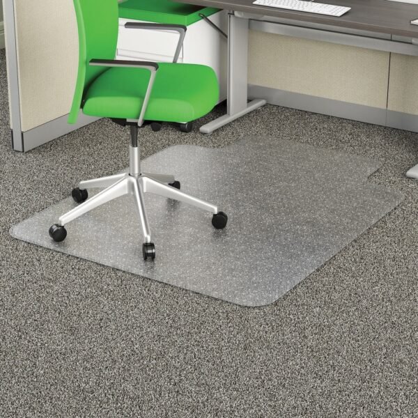 Deflecto EconoMat Chair Mat Commercial, Carpet - 48" Length x 36" Width x 0.100" Thickness - Lip Size 10" Length x 19" Width - Clear - 1 Each (CM11113PB)