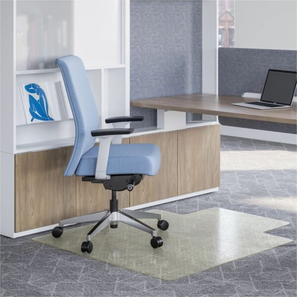Deflecto OceanMat Chairmat Floor, Commercial, Low Pile, Carpeted Floor - 48" Width x 36" Depth x 0.250" Thickness - Lip Size 19" Length x 10" Width - Lipped - Plastic,...