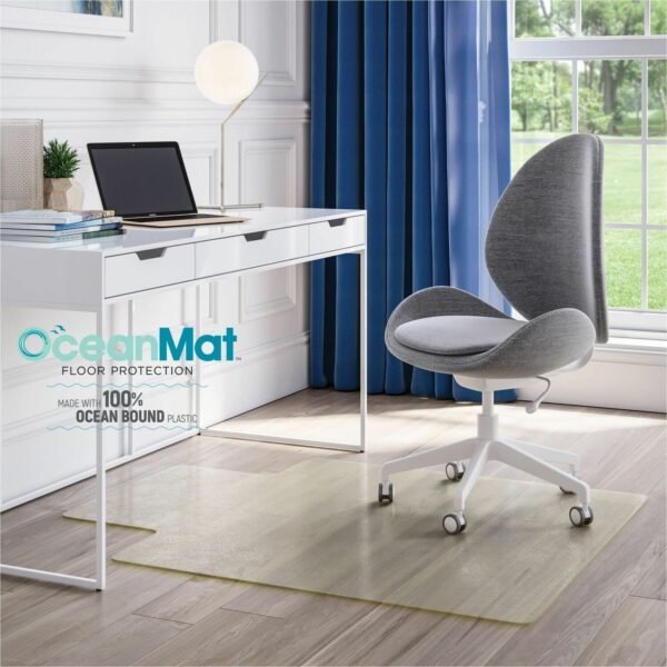 Deflecto OceanMat Chairmat Hard Floor, Wood Floor, Tile Floor, Laminate Floor, Floor, Commercial53" Width x 45" Depth - Lip Size 12" Length x 25" Width - Lipped - Plastic,...
