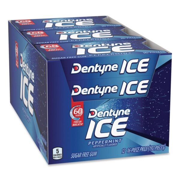Dentyne Sugarless Gum, Peppermint Flavor, 16 Pieces/Pack, 12 Packs/Carton (22002647)
