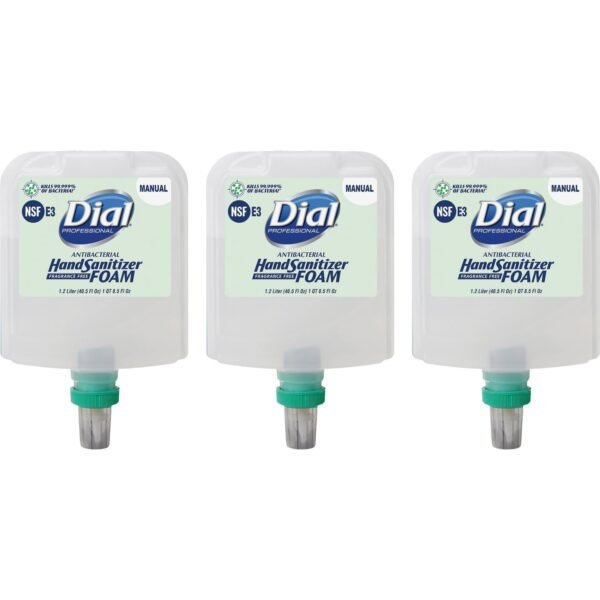 Dial Hand Sanitizer Foam Refill 1.27 quart - Bacteria Remover - Healthcare, Restaurant, School, Office, Daycare - Clear - Dye-free, Fragrance-free - 3 / Carton (19714CT)