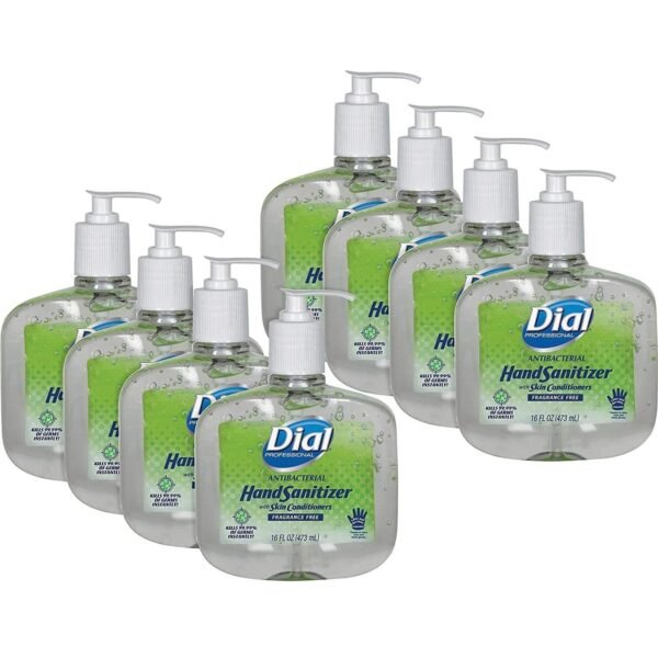 Dial Professional Hand Sanitizer 16 fl oz (473.2 mL) - Pump Bottle Dispenser - Kill Germs, Bacteria Remover - Hand - Moisturizing - Clear - Fragrance-free, Dye-free - 8 / Carton...