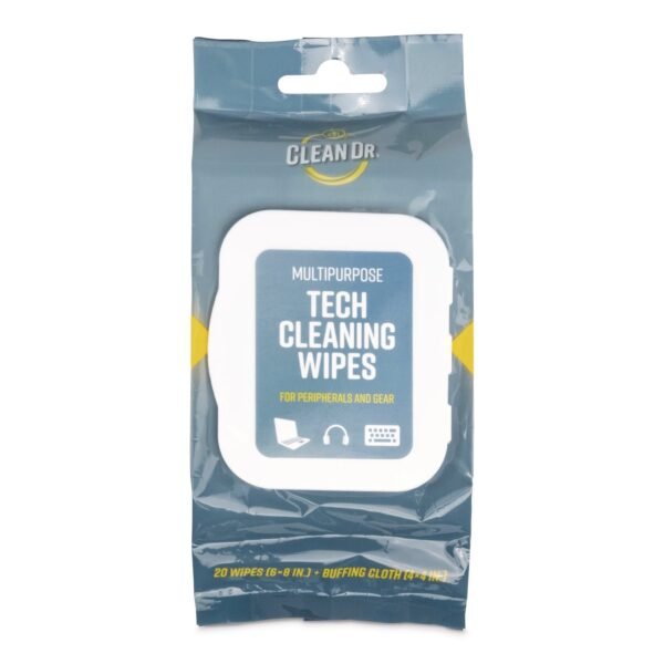 Digital Innovations ScreenDr Device and Screen Cleaning Wipes, 6.88" x 3.9", Unscented, White/Gray, 20/Pack (32566)