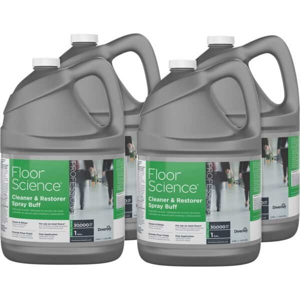Diversey Floor Science Cleaner/Restorer Spray Buff, Citrus Scent, 1 gal Bottle, 4/Carton (CBD540458)