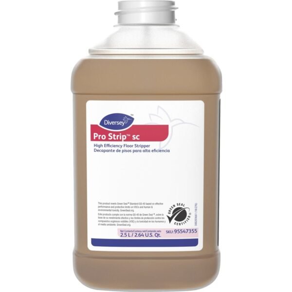 Diversey Pro Strip SC High Efficiency Floor Stripper Concentrate - 84.5 fl oz (2.6 quart) - Solvent Scent - Low Odor, No-mess, Non Ammoniated, Butyl-free - Amber Bottle - 2 /...