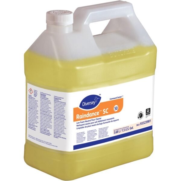Diversey Raindance Neutral Floor Cleaner #50 Concentrate - 192 fl oz (6 quart) - Floral Scent - Low Foaming, Non Alkaline - Yellow - 2 / Carton (93323981)