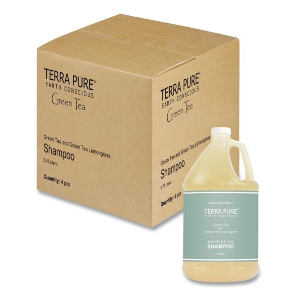 Diversified Hospitality Solutions Terra Pure Shampoo Gallon, Green Tea Lemongrass, 1 gal Bottle, 4/Carton (002287)