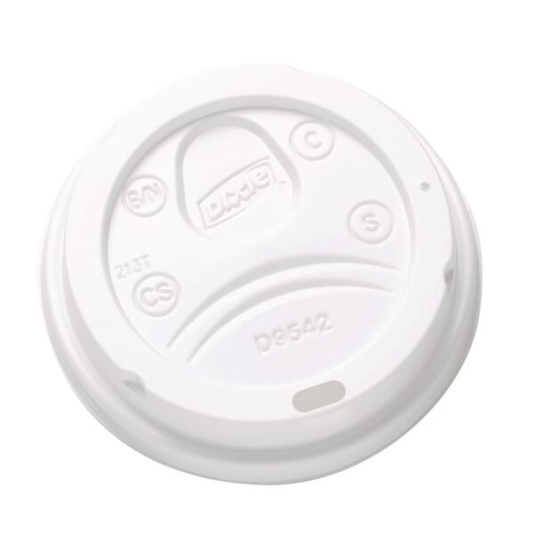 Dixie Dome Drink-Thru Lids, Fits 10 oz to 16 oz Paper Hot Cups, White, 1,000/Carton (D9542)