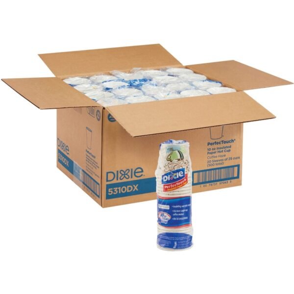 Dixie PerfecTouch 10 oz Insulated Paper Hot Coffee Cups by GP Pro 10 fl oz - White - Paper - Hot Drink - 25/Pack - 20 / Carton (5310DXCT)