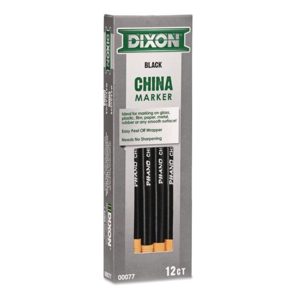 Dixon China Marker, Black, 12/Pack (000770002)