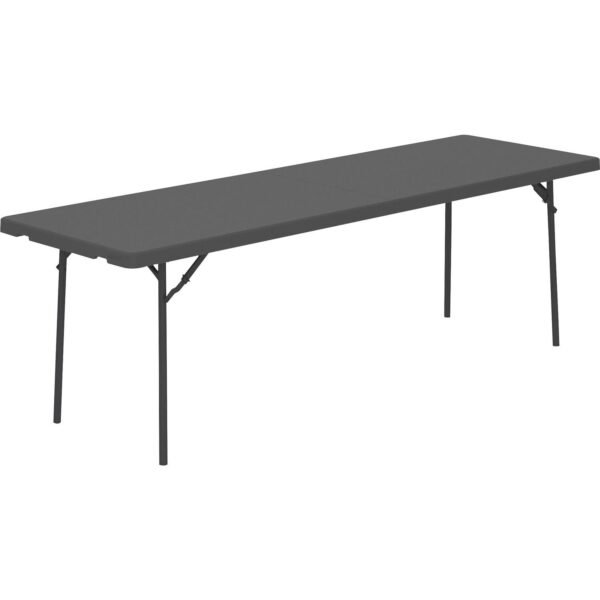 Dorel ZOWN 96" Commercial Blow Mold Folding Table 4 Legs - 1000 lb Capacity x 96" Table Top Width x 30" Table Top Depth - 29.30" Height - Gray - High-density Polyethylene...