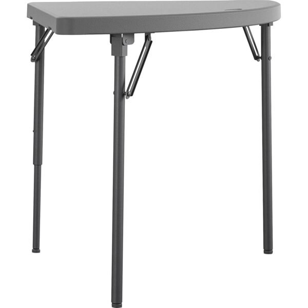 Dorel Zown Classic 24" Corner Blow Mold Fold Table Half Moon Top - 3 Legs - 200 lb Capacity - 29.50" Table Top Width x 29.20" Table Top Depth - 29.50" Height - Gray -...