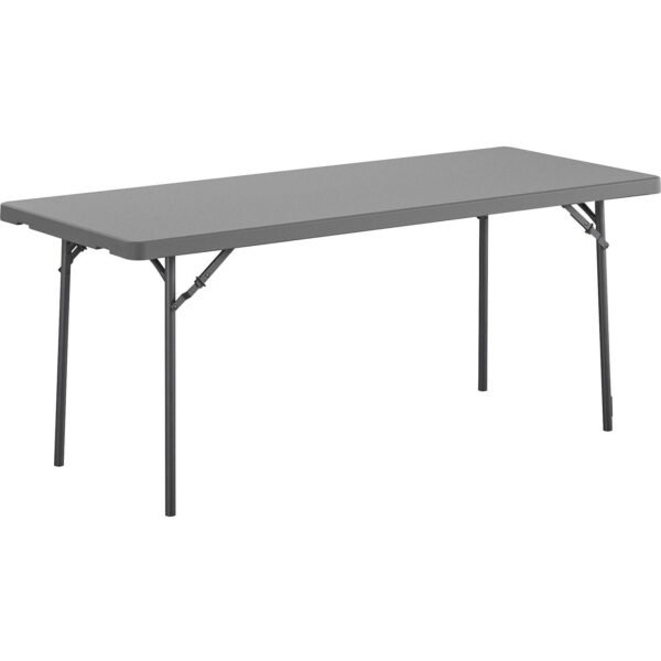 Dorel Zown Corner Blow Mold Large Folding Table 4 Legs - 800 lb Capacity - 72" Table Top Width x 30" Table Top Depth - 29.25" Height - Gray - High-density Polyethylene (HDPE),...