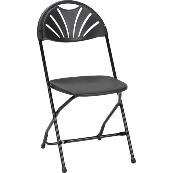 Dorel Zown Premium Fan Back Folding Chair Black Seat Color - Black Back Color - Polyethylene Back Material - Black Frame Color - Powder Coated Steel Frame Material - Four-legged...