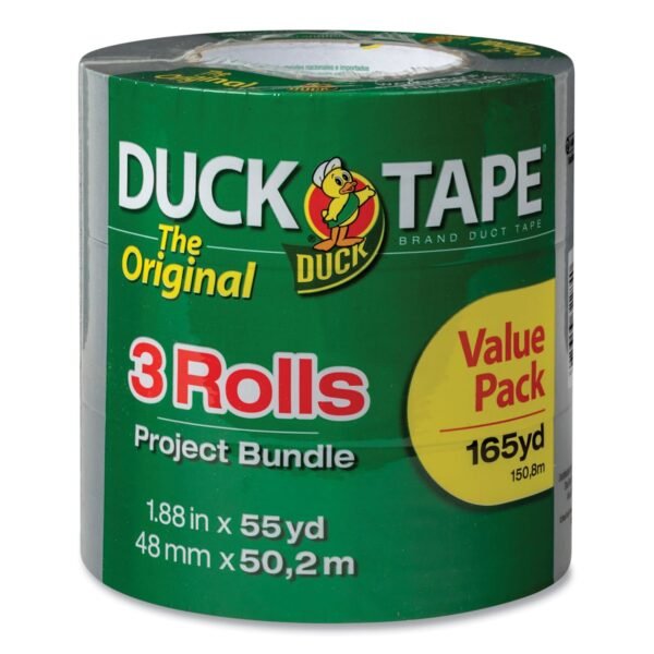 Duck Utility Duct Tape, 3" Core, 1.88" x 55 yds, Silver, 3/Pack (241640)