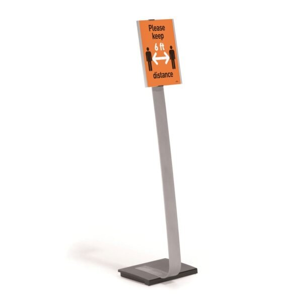 Durable Info Sign Duo Floor Stand, Letter-Size Inserts, 15 x 46.5, Clear (481423)