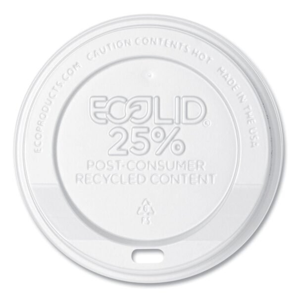 Eco-Products EcoLid 25% Recycled Content Hot Cup Lid, White, Fits 10 oz to 20 oz Cups, 100/Pack, 10 Packs/Carton (EPHL16WR)