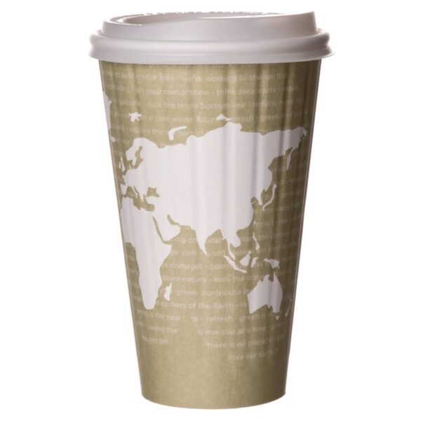 Eco-Products World Art Renewable and Compostable Insulated Hot Cups, PLA, 16 oz, 40/Packs, 15 Packs/Carton (EPBNHC16WD)