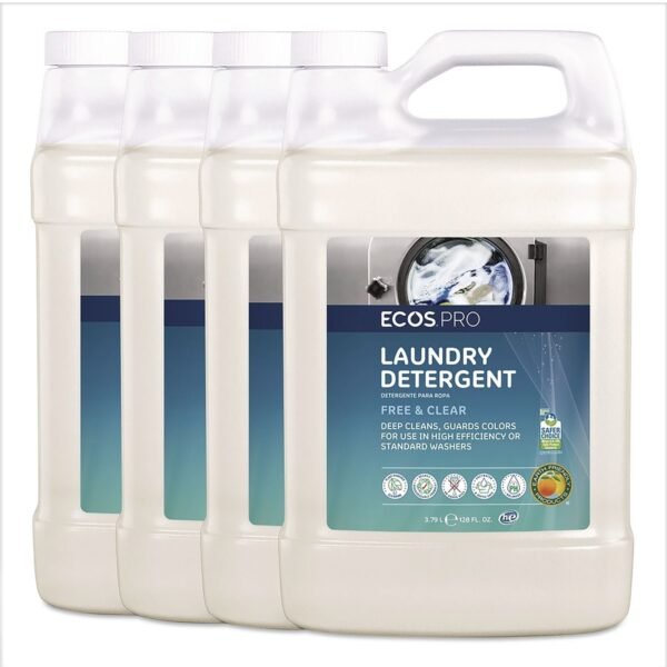 ECOS PRO Free and Clear Laundry Detergent, HE Compatible,128 oz Bottle, 4/Carton (PL976404)