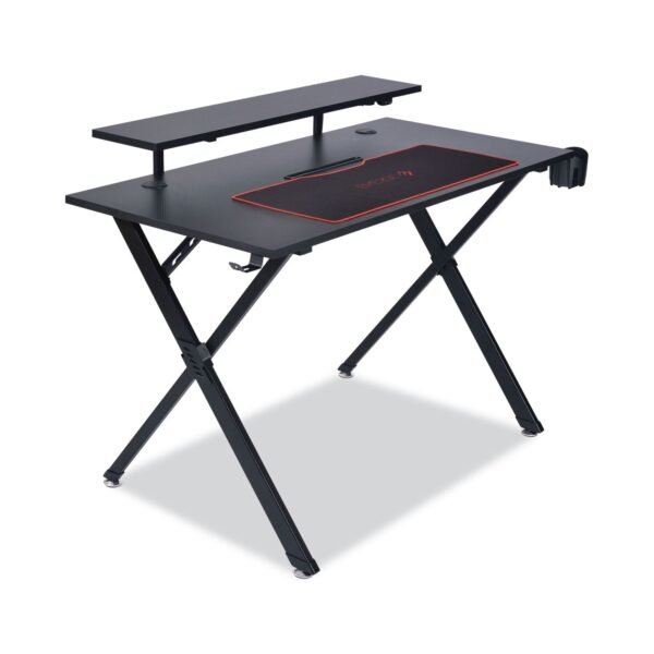 Emerge Vizon Gaming Desk with Raised Monitor Platform and Six-Color LED Lighting Strip, 47.2" x 26.6" x 35", Black (59260)