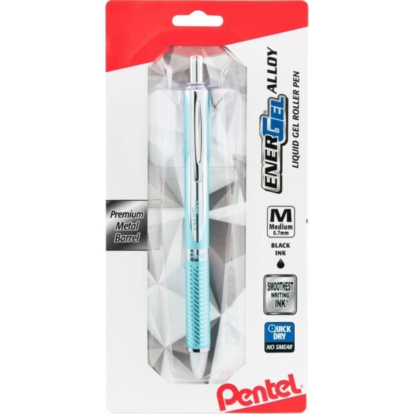 EnerGel EnerGel Alloy Gel Pen 0.7 mm Medium Pen Point - Refillable - Retractable - Black Ink - Gel-based - Aluminum Alloy Barrel - 1 / Pack (BL407LSBPA)