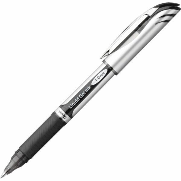 EnerGel EnerGel Deluxe Liquid Gel Pen 1 mm Bold Pen Point - Refillable - Black Ink - Gel-based - Silver Barrel - 1 Each (BL60A)