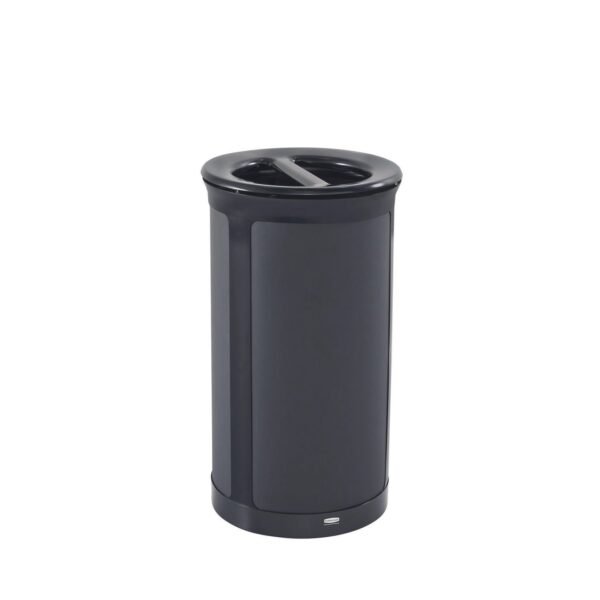 ENHANCE Series Waste Receptacle, Dual Top Hole, 33 gal, Metal, Jet Black Metallic