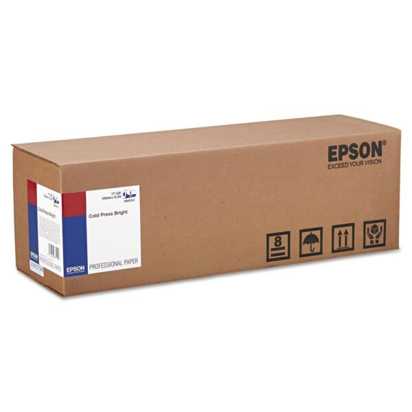Epson Cold Press Bright Fine Art Paper Roll, 19 mil, 17" x 50 ft, Textured Matte White (S042313)