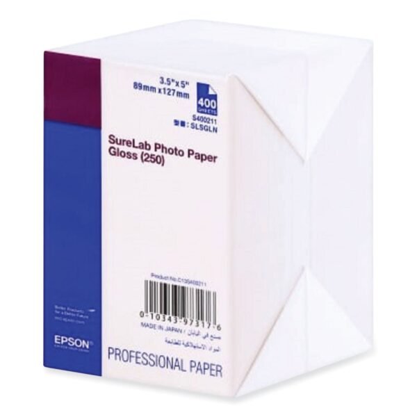 Epson SureLab Photo Paper, 3.5 x 5, Gloss White, 400/Pack (S400211) | OfficeCrave.com