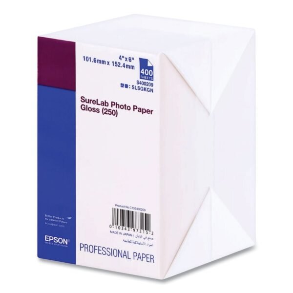 Epson SureLab Photo Paper, 4 x 6, Gloss White, 400/Pack (S400209) | OfficeCrave.com