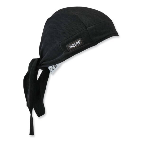 ergodyne Chill-Its 6615 High-Performance Bandana Doo Rag with Terry Cloth Sweatband, One Size Fits Most, Black (12487)