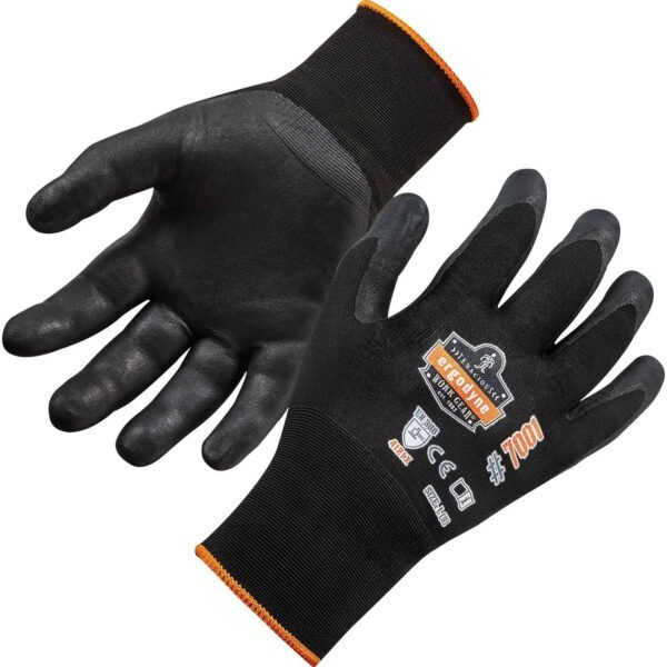 Ergodyne ProFlex 7001 Abrasion-Resistant Nitrile-Coated Gloves - DSX 0.75" Thickness x 9.25" Glove Length - Nitrile Coating - XXL Size - Black - Touchscreen Capable - Abrasion...