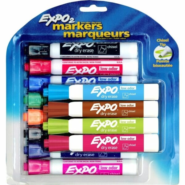 Expo Dry Erase Markers Chisel Marker Point - Assorted Ink - 12 / Pack (2200961)