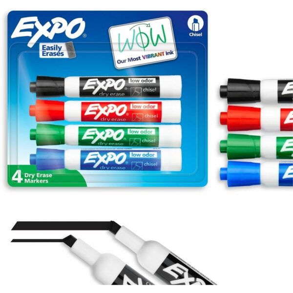 Expo Dry Erase Markers Chisel Marker Point - Erasable - Assorted Ink - Dry - 4 / Set (80174A)