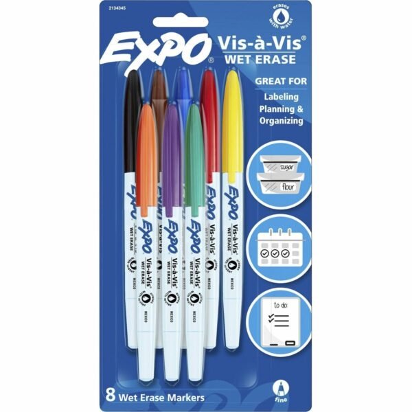 Expo Low Odor Wet Erase Markers, Fine Point Fine Marker Point - 8 / Pack (2134345A)