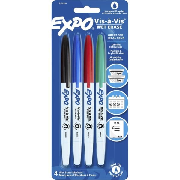 Expo Vis-à-Vis Wet-Erase Markers Fine Marker Point - Multi Ink - 4 / Pack (2134341)
