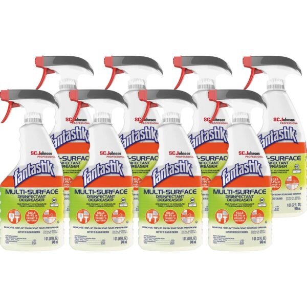 Fantastik Multi-Surface Disinfectant Degreaser, Herbal, 32 oz Spray Bottle, 8/Carton (311836)