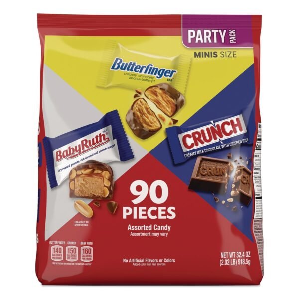 FERRERO ROCHER Baby Ruth, Butterfinger, Crunch Minis Party Pack, 90 Pieces, 32.4 oz Bag (689517)