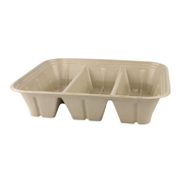 Fiber Catering Pans, 3 Compartments, 10.3 x 2.8 x 12.8, Paper, Natural, 200/Carton