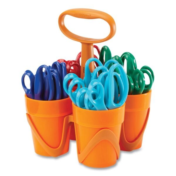 Fiskars Classpack Scissors Caddy, Rounded Tip, 5" Long, 1.6" Cut Length, Straight Assorted Color Handles, 24/Set (1067049)