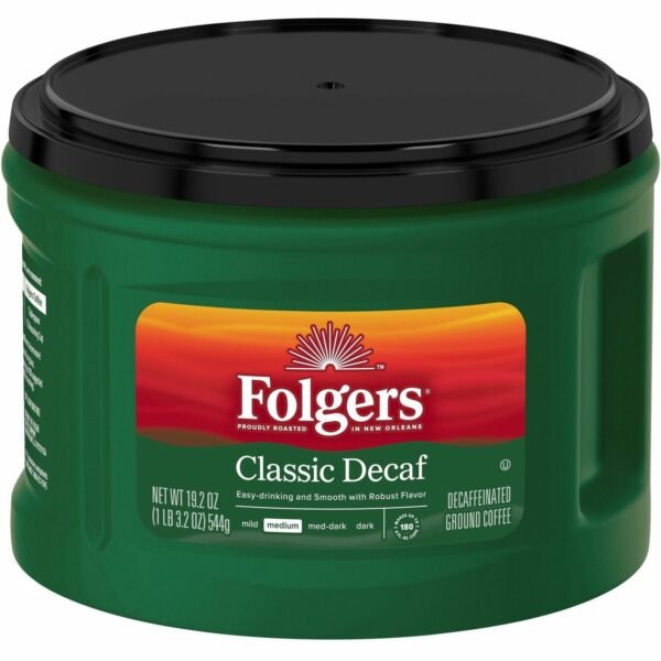 Folgers® Classic Decaf Coffee Medium - 19.2 oz Per Canister - Ground - Classic - Decaffeinated - 1 Each (30406)