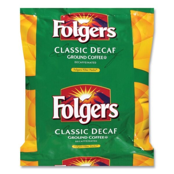 Folgers Coffee Filter Packs, Decaffeinated Classic Roast, 9/10oz, 10/Pack, 4 Packs/Carton (06122)