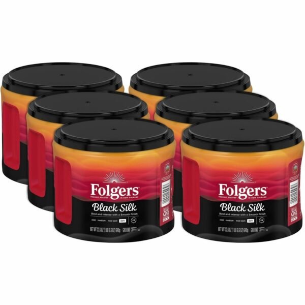 Folgers® Ground Black Silk Coffee Dark - 22.6 oz Per Canister - Ground - Black Silk - 6 / Carton (30439CT)