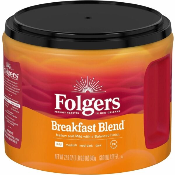 Folgers® Ground Breakfast Blend Coffee Mild - 22.6 oz Per Canister - Ground - Breakfast Blend - 1 Each (30440)