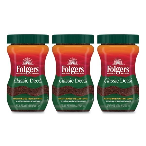 Folgers Instant Coffee Crystals, Classic Decaf, 8 oz (20630)